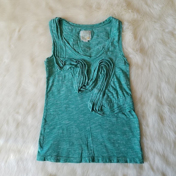 Anthropologie Tops - Anthropologie Little Yellow Button Ruffle Tank XS